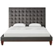 Posh Living Blake Button-Tufted Velvet Platform King Bed Frame in Gray