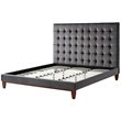 Posh Living Blake Button-Tufted Velvet Platform King Bed Frame in Gray