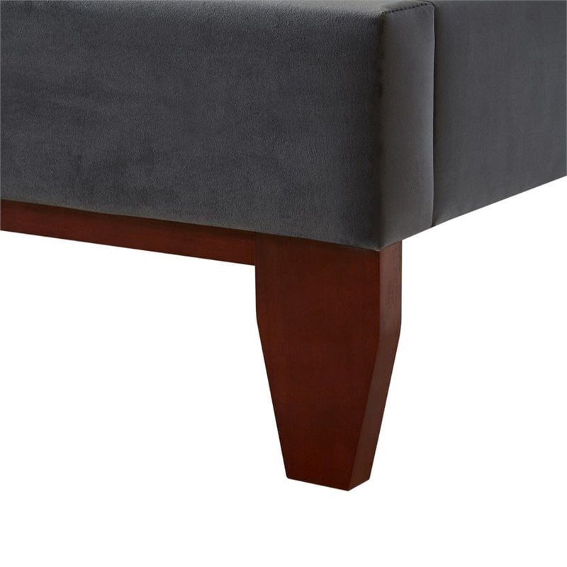 Posh Living Blake Button-Tufted Velvet Platform King Bed Frame in Gray
