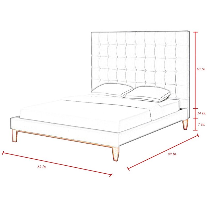 Posh Living Blake Button-Tufted Velvet Platform King Bed Frame in Gray