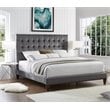 Posh Living Blake Button-Tufted Velvet Queen Bed Frame in Gray