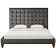 Posh Living Blake Button-Tufted Velvet Queen Bed Frame in Gray