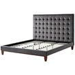 Posh Living Blake Button-Tufted Velvet Queen Bed Frame in Gray