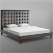 Posh Living Blake Button-Tufted Velvet Queen Bed Frame in Gray