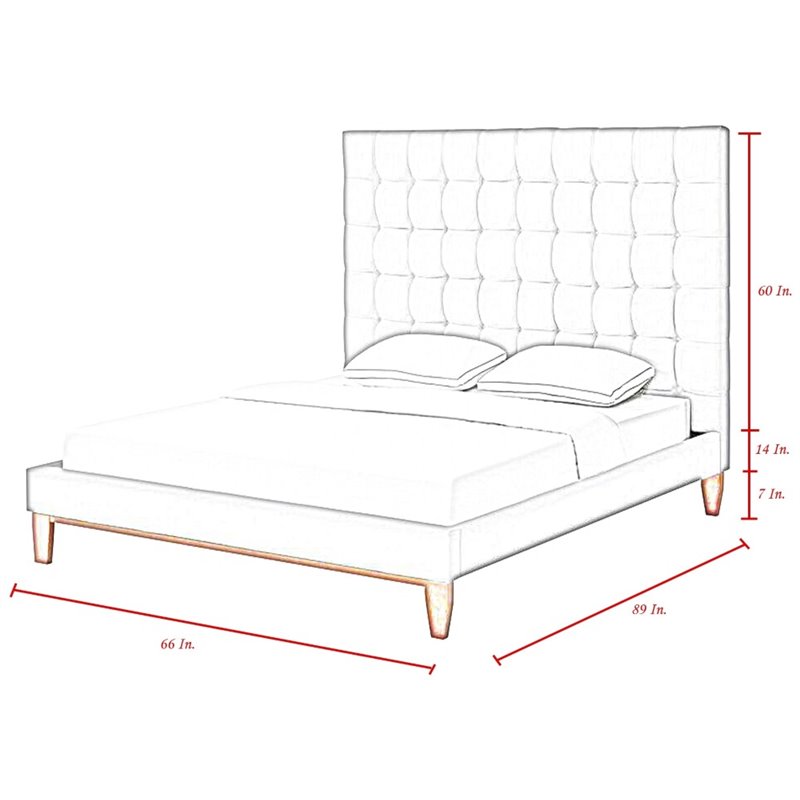 Posh Living Blake Button-Tufted Velvet Queen Bed Frame in Gray