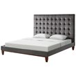 Posh Living Blake Button-Tufted Velvet Queen Bed Frame in Gray