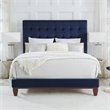 Posh Living Blake Button-Tufted Velvet Platform King Bed Frame in Blue