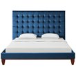 Posh Living Blake Button-Tufted Velvet Queen Bed Frame in Blue