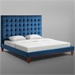 Posh Living Blake Button-Tufted Velvet Queen Bed Frame in Blue