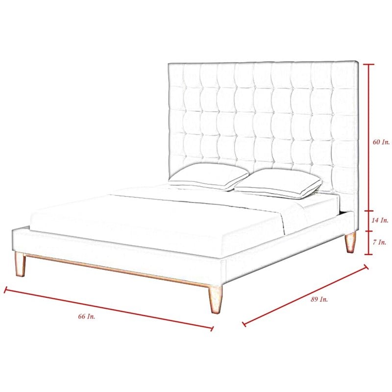 Posh Living Blake Button-Tufted Velvet Queen Bed Frame in Blue