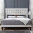 Posh Living Blake Button-Tufted Linen Fabric King Bed Frame in Beige