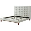 Posh Living Blake Button-Tufted Linen Fabric King Bed Frame in Beige