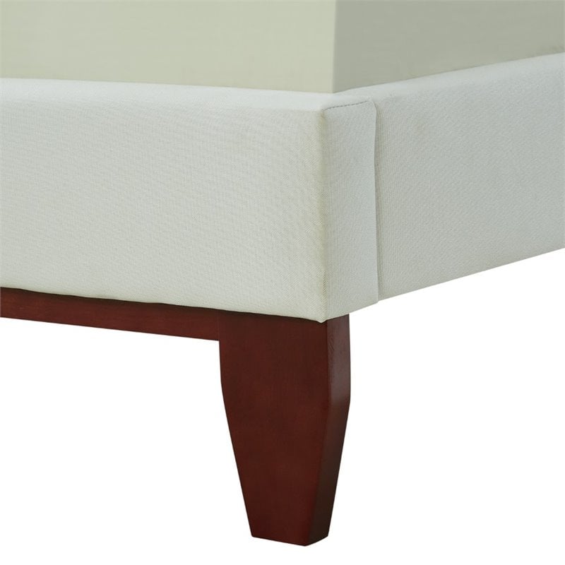 Posh Living Blake Button-Tufted Linen Fabric King Bed Frame in Beige