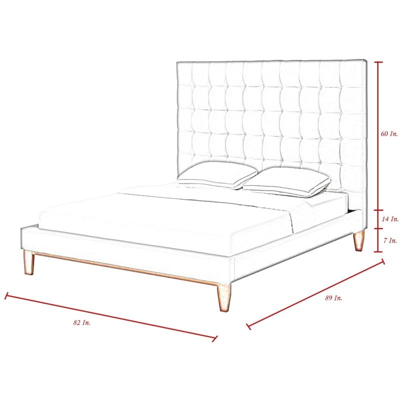 Posh Living Blake Button-Tufted Linen Fabric King Bed Frame in Beige