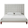 Posh Living Blake Button-Tufted Linen Fabric Queen Bed Frame in Beige