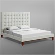 Posh Living Blake Button-Tufted Linen Fabric Queen Bed Frame in Beige