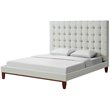 Posh Living Blake Button-Tufted Linen Fabric Queen Bed Frame in Beige
