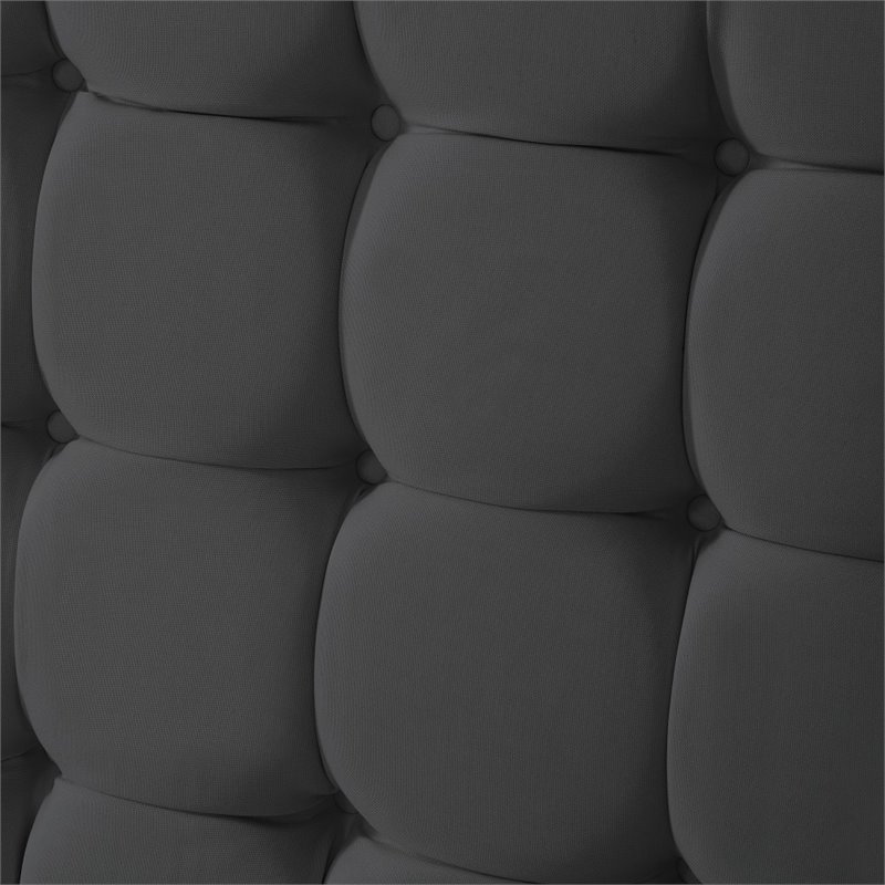 Posh Living Blake Button-Tufted Linen Fabric King Bed Frame in Light Gray