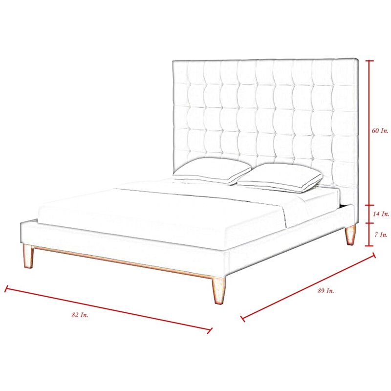 Posh Living Blake Button-Tufted Linen Fabric King Bed Frame in Light Gray