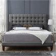 Posh Living Blake Button-Tufted Linen Fabric Queen Bed Frame in Light Gray