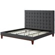 Posh Living Blake Button-Tufted Linen Fabric Queen Bed Frame in Light Gray