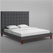 Posh Living Blake Button-Tufted Linen Fabric Queen Bed Frame in Light Gray