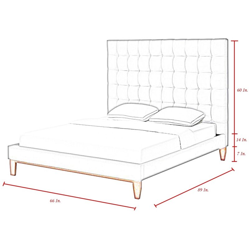 Posh Living Blake Button-Tufted Linen Fabric Queen Bed Frame in Light Gray