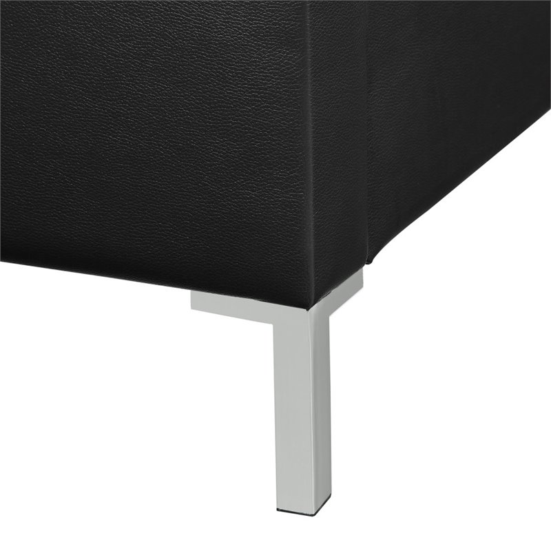 Posh Living Tristan Leather Platform King Bed Frame with Nailhead in Black