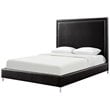Posh Living Tristan Leather Platform King Bed Frame with Nailhead in Black