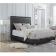 Posh Living Tristan Leather Platform Queen Bed Frame with Nailhead in Black
