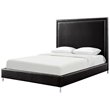 Posh Living Tristan Leather Platform Queen Bed Frame with Nailhead in Black