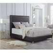 Posh Living Tristan Leather Platform King Bed Frame with Nailhead in Espresso