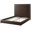Posh Living Tristan Leather Platform King Bed Frame with Nailhead in Espresso