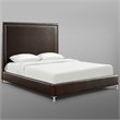 Posh Living Tristan Leather Platform King Bed Frame with Nailhead in Espresso