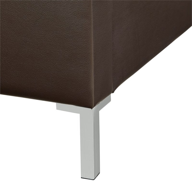 Posh Living Tristan Leather Platform Queen Bed Frame with Nailhead in Espresso