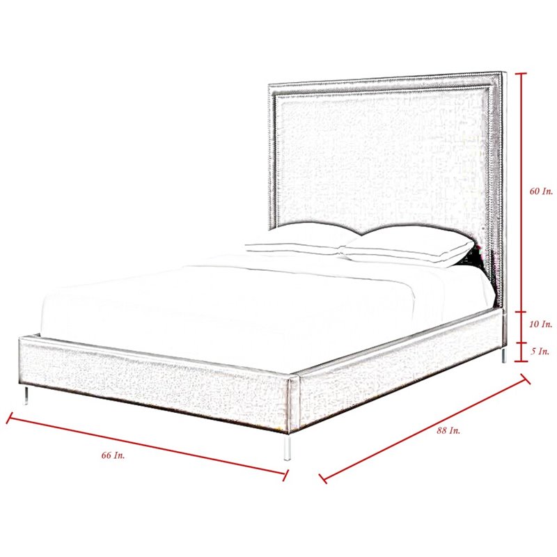 Posh Living Tristan Leather Platform Queen Bed Frame with Nailhead in Espresso