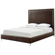Posh Living Tristan Leather Platform Queen Bed Frame with Nailhead in Espresso