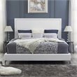 Posh Living Tristan Leather Platform King Bed Frame with Nailhead in White