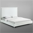 Posh Living Tristan Leather Platform King Bed Frame with Nailhead in White