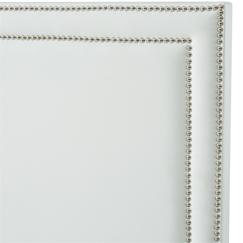 Posh Living Tristan Leather Platform King Bed Frame with Nailhead in White
