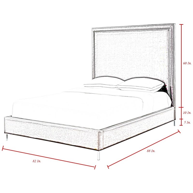 Posh Living Tristan Leather Platform King Bed Frame with Nailhead in White