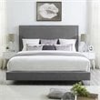 Posh Living Tristan Tufted Velvet Platform King Bed Frame with Nailhead in Gray