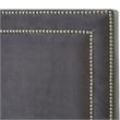 Posh Living Tristan Velvet Platform Queen Bed Frame with Nailhead in Gray