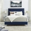 Posh Living Tristan Tufted Velvet Platform King Bed Frame with Nailhead in Blue