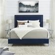 Posh Living Tristan Velvet Platform Queen Bed Frame with Nailhead in Blue
