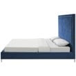 Posh Living Tristan Velvet Platform Queen Bed Frame with Nailhead in Blue