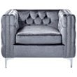 Posh Living Levi Button Tufted Velvet Accent Chair in Gray