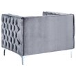 Posh Living Levi Button Tufted Velvet Accent Chair in Gray