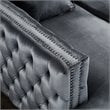 Posh Living Levi Button Tufted Velvet Accent Chair in Gray