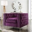 Posh Living Levi Button Tufted Velvet Accent Chair in Purple